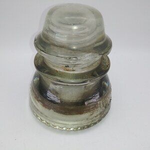 Vintage Hemingray No. 42 CLEAR Glass Insulator Made In USA - CHIP ON EDGE -READ